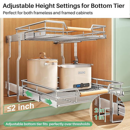 Pull out Cabinet Organizer, 2 Tiers 15"W X 21"D, Heavy Duty Smooth Sliding - Image 5