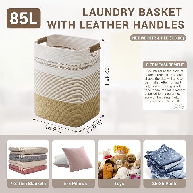 85L Tall Laundry Hamper with Handles - Image 2