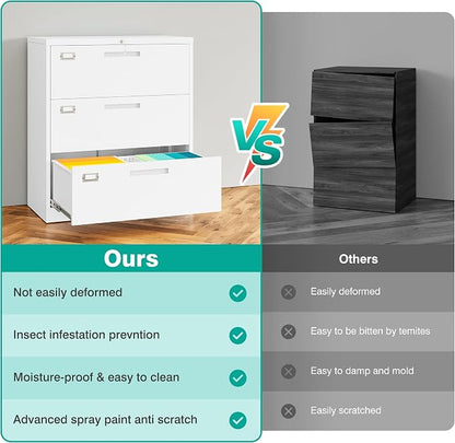 SISESOL 3 Drawer Lateral File Cabinet - Image 8