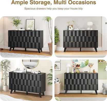6 Drawer Dresser, Modern Fluted Storage Dresser - Image 8