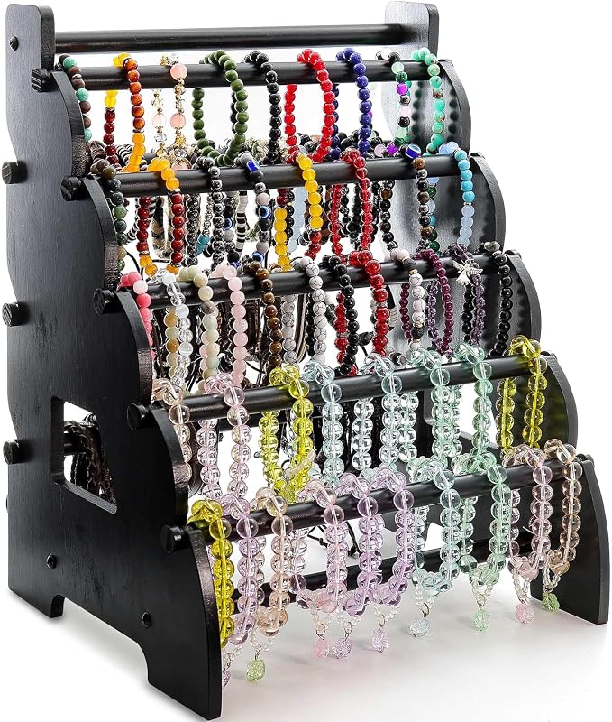 Wooden Bracelet Holder 8 Tier Jewelry Bracelet Display Stand, Portable Organizer by Jewack
