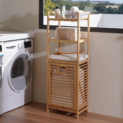 Laundry Hamper with 3 Tier Shelves & Tilt Out Basket, Laundry Baskets Organizer - Image 9