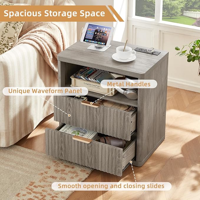 LEYAOYAO Fluted Nightstand - Image 6