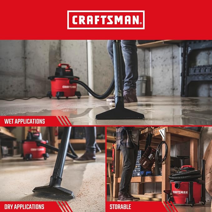 Craftsman CMXEVBE17584 6 Gallon 3.5 Peak HP Wet/Dry Vac, Portable Shop Vacuum - Image 4