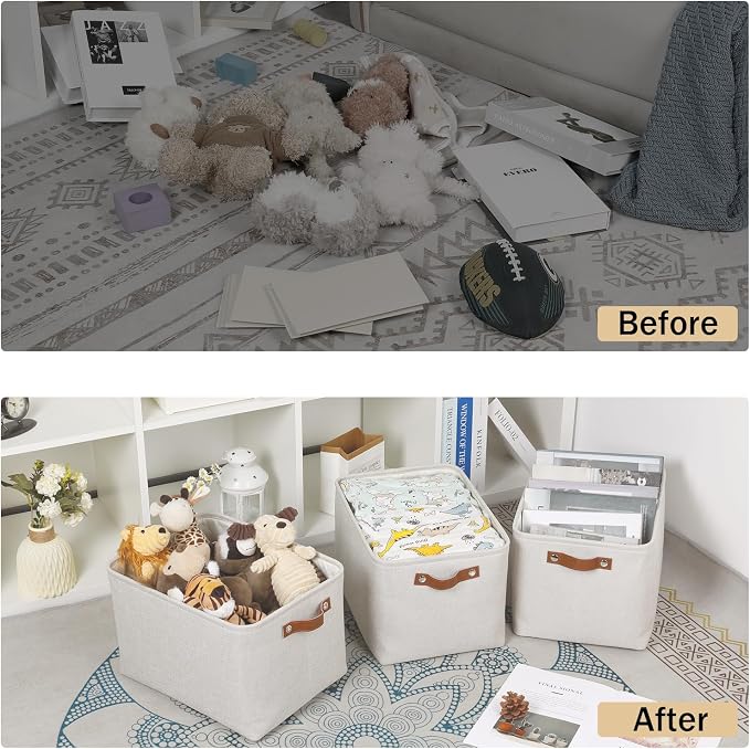 HNZIGE Large Fabric Storage Basket Organizers, Foldable Decorative Shelf Baskets - Image 4