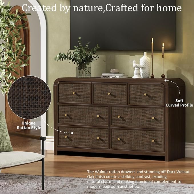 Oak&Sparrow 7 Drawer Dresser for Bedroom, Boho Chest of Drawers, Thickened - Image 5