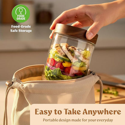 Overnight Oats Containers with Lids Acacia Glass Jars - Image 5