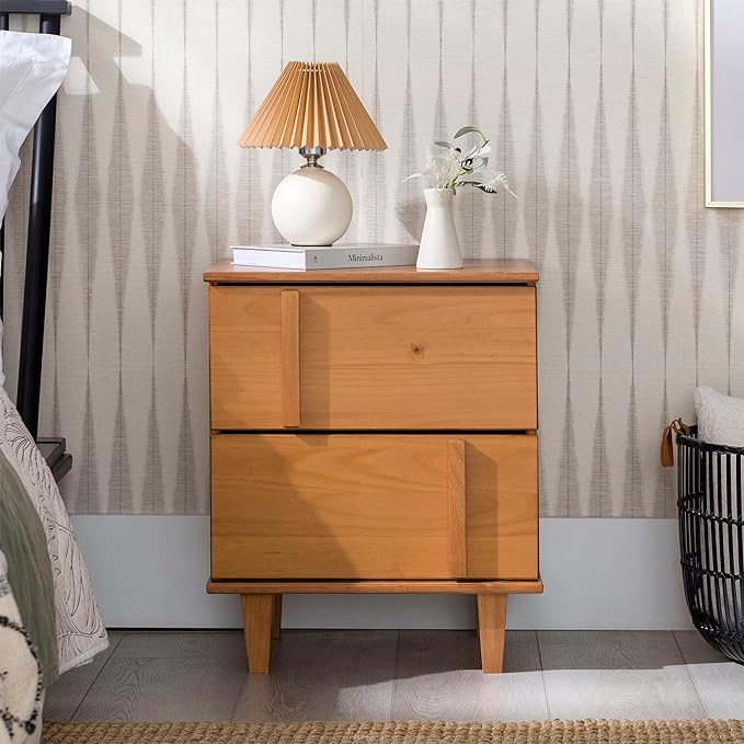 Walker Edison Sprague Contemporary Detailed Drawer Solid Wood Nightstand - Image 2