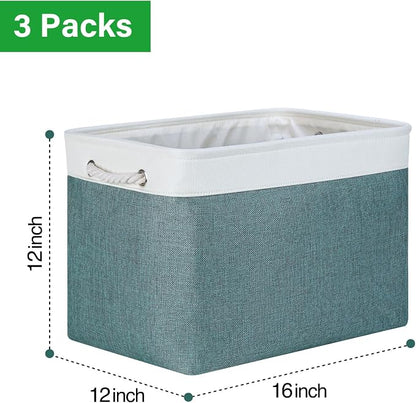 Bidtakay Large Storage Baskets for Shelves 3 Pack Fabric Storage Bins for - Image 7