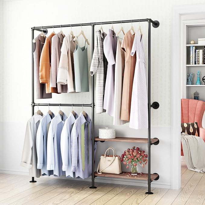 Industrial Pipe Clothes Racks by IronJiaZu
