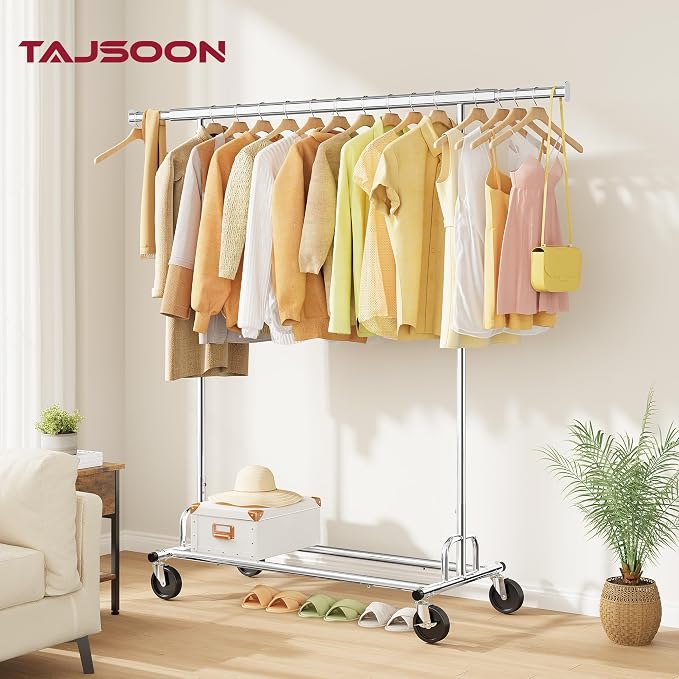 Tajsoon Clothing Rack Heavy Duty Clothes Rack Load 350 LBS, Rolling Clothes - Image 8