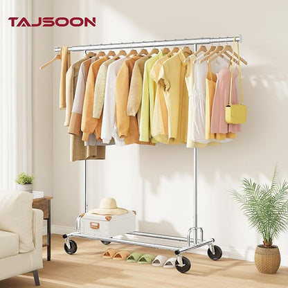 Tajsoon Clothing Rack Heavy Duty Clothes Rack Load 350 LBS, Rolling Clothes - Image 8
