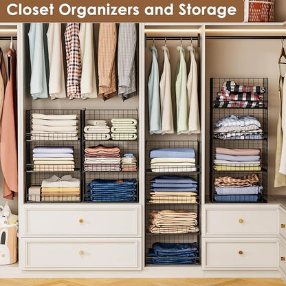 4-Tier Stackable Closet Organizers and Storage Shelves, Clothes Shelf Organizer - Image 5