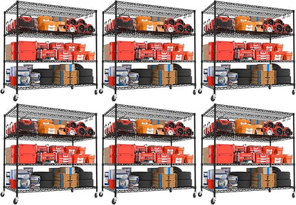PrimeZone 6 Packs 55.5" W x 24" D x 80" H Heavy Duty Wire Storage Shelves by PrimeZone