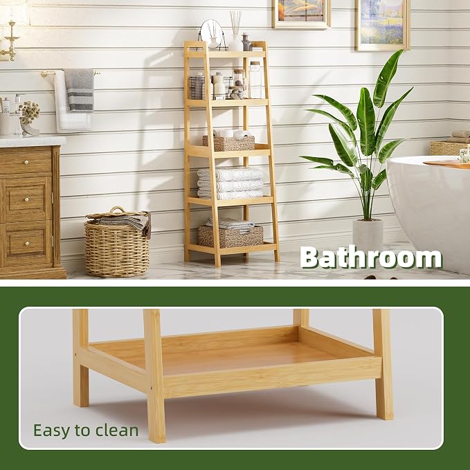 Bookshelf, 5 Tier Ladder Bookcase - Image 6