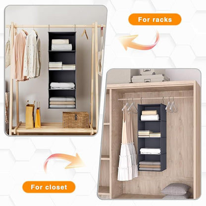 Hanging Closet Organizer, Easy Mount Foldable 4-Shelf Hanging Closet Wardrobe - Image 5