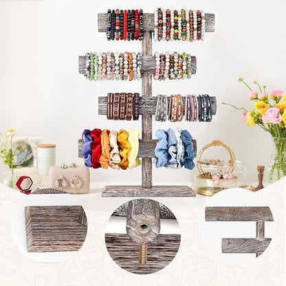 LadyRosian 4 Tier Wooden Display Jewelry Accessory Stand Jewelry Bracelet - Image 3