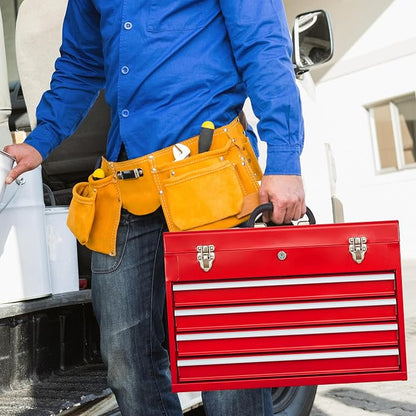 Metal Tool Box with 4 Drawers Portable Steel Tool Chest with Metal Cylinder - Image 8