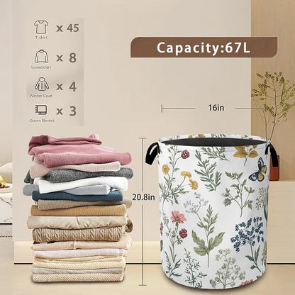 Beautiful Floral Laundry Hamper, Collapsible Laundry Baskets, Flowers Butterfly - Image 3