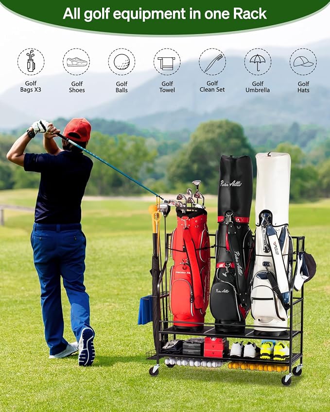 Golf Bag Storage Garage Organizer- Golf Bag Stand Fit - Image 2