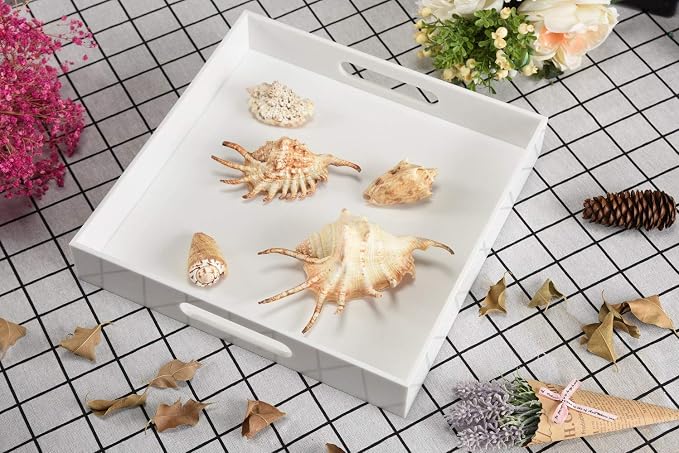 Glossy White Sturdy Acrylic Serving Tray - Image 6