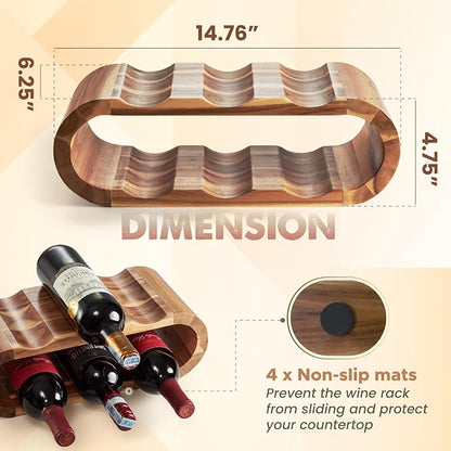 BLUEWEST Wooden Wine Racks Countertop – 6 Bottle Freestanding Wine Holder Stand - Image 3