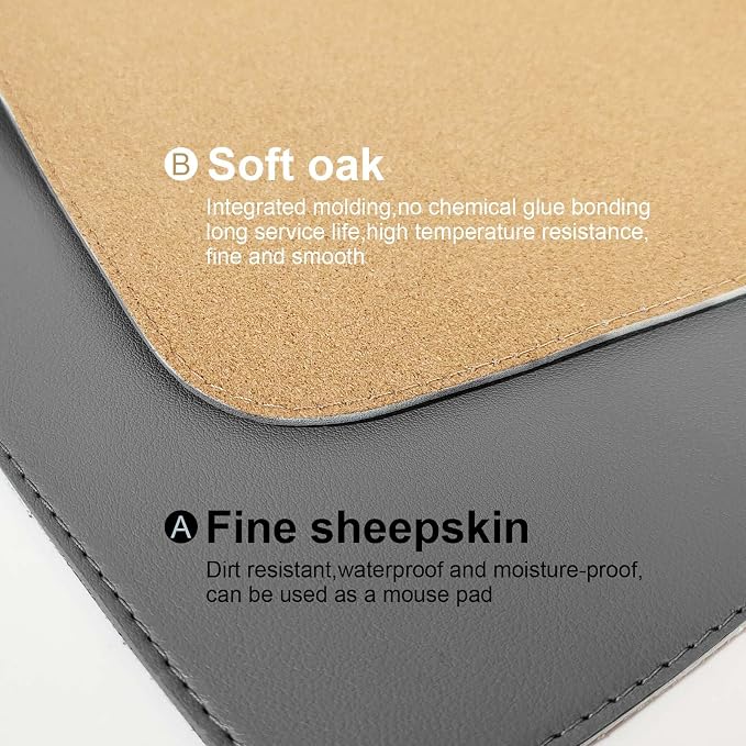 DAWNTREES Dual Sided Desk Mat, Leather Desk Pad, Cork Desk Mat Protector - Image 4