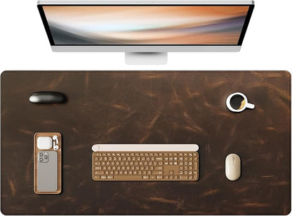YSAGi Leather Desk Mat, 31.5"x15.8"Real Leather Desk Pad, 3mm Thick Desk Blotter by YSAGi