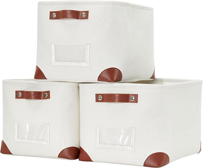 DECOMOMO White Storage Bins Fabric Storage Baskets by DECOMOMO