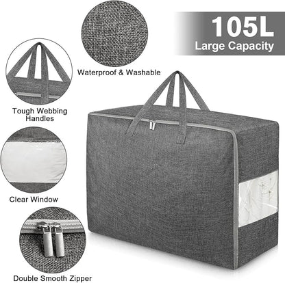 2Pack 105L Extra Large Storage Bags, Folding Comforter Blanket Storage Bags - Image 3