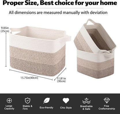 OIAHOMY Woven Storage Basket, Cotton Rope Baskets - Image 4