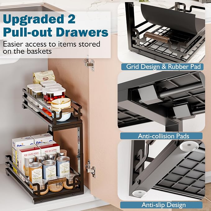 Under Sink Organizer, 2 Tier Slide Out Storage - Image 4
