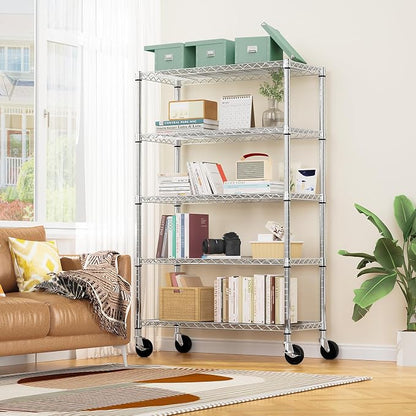 5-Shelf Storage Shelves, Wire Shelving Heavy Duty Metal Storage Shelving Unit - Image 2