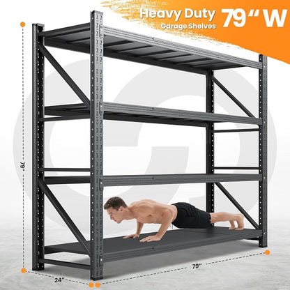 79”W Garage Shelving Heavy Duty, 7000LBS Metal Storage Shelves, 24” Deep - Image 2