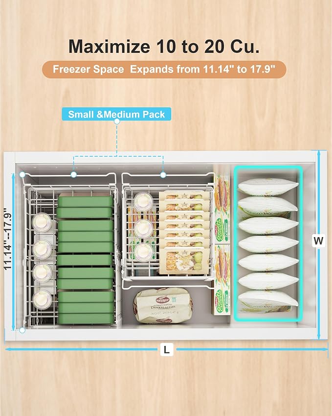 UMDONX 4 Pack Expandable Freezer Organizer Bins Large Freezer organizer Bins - Image 4