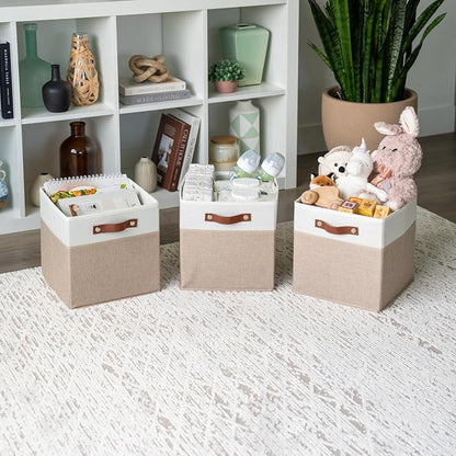 OrganiHaus 11" x 11" x 11" Fabric Cubes Storage Bins Set of 4, Foldable - Image 4