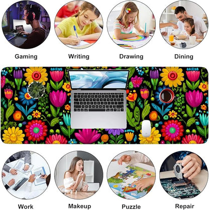 Folk Art Floral Mouse Pad – Large Extended Desk Mat 31.5 x 11.8 in– Colorful - Image 9