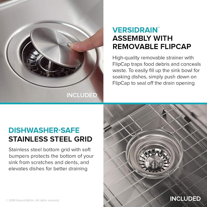 KRAUS Dex 21-inch Undermount 16 Gauge Stainless Steel Single Bowl Kitchen Sink - Image 8