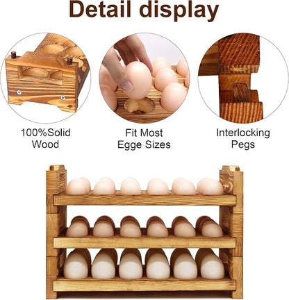 CVHOMEDECO. Wooden Egg Holder Countertop Fresh Egg Holders Firewood Egg - Image 4