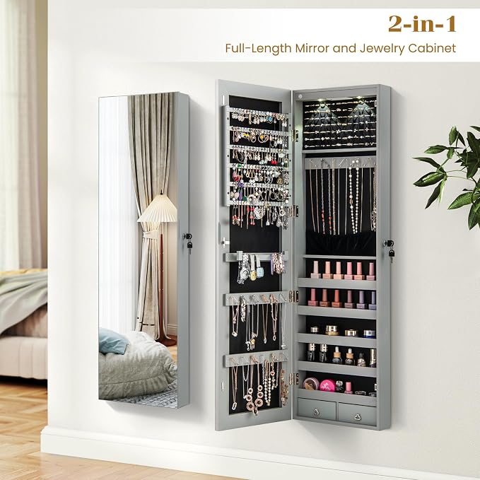 Giantex Wall or Door Mounted Jewelry Armoire - Image 9