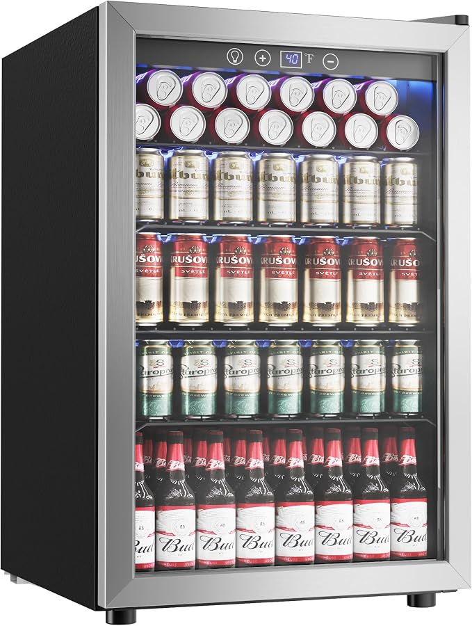 4.5 Cu.ft Beverage Refrigerator Cooler, 145 Can Mini Fridge by ICYGLEE