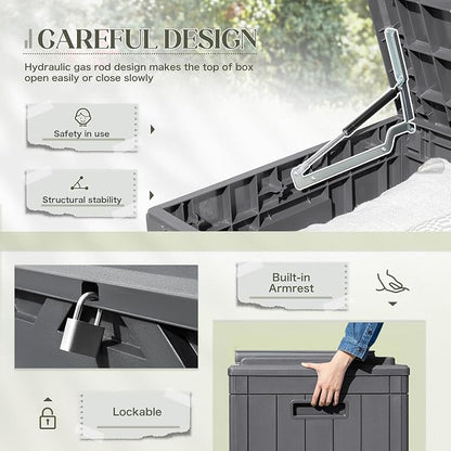 Greesum 100 Gallon Resin Deck Box Large Outdoor Storage - Image 5