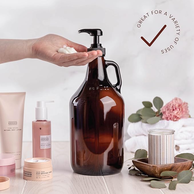 Large Amber Pump Bottle for Salons, Conditioner, Hair Serum, Gel - Image 4