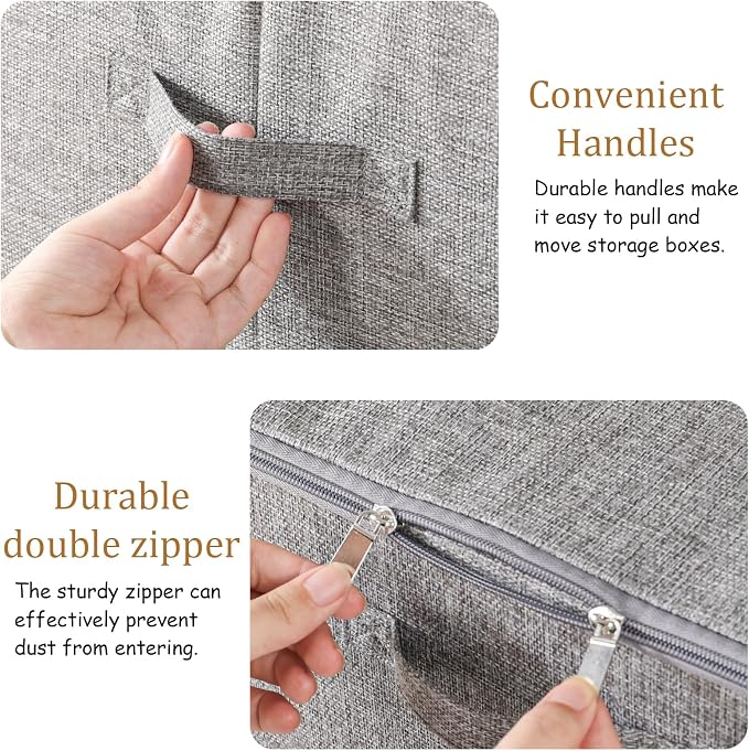 Blanket Bags with Lid, Foldable Underbed Storage Bins, Home Basket Container - Image 5