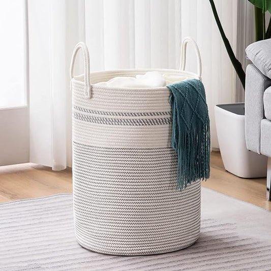 YOUDENOVA Woven Rope Laundry Hamper Basket, 58L Tall Luandry Basket, Baby by YOUDENOVA