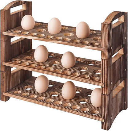 Wooden Egg Holder 3 Layer Fresh Egg Rack Holders Countertop Stackable Quail Egg by PrimRend