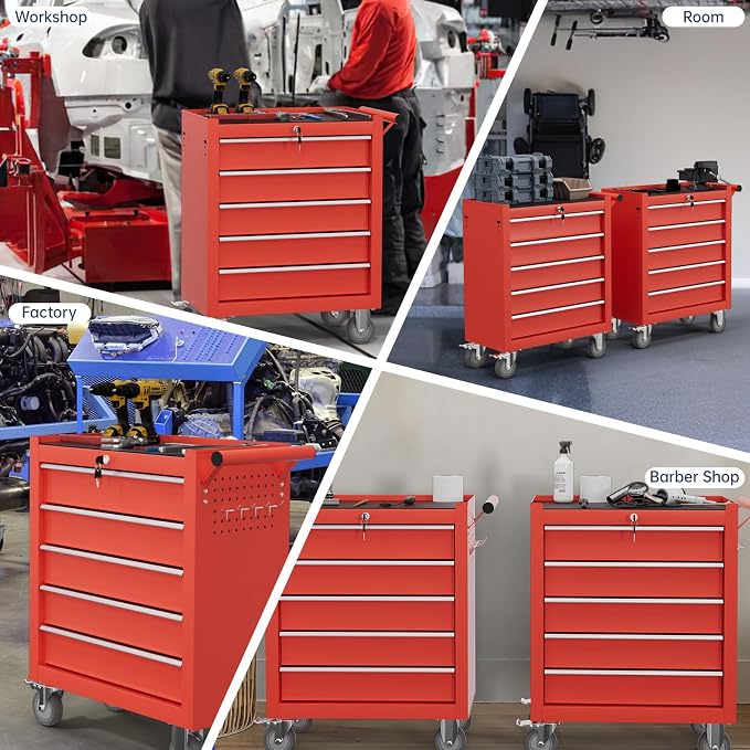 5-Drawer Tool Chest, Rolling Tool Cart - Image 7