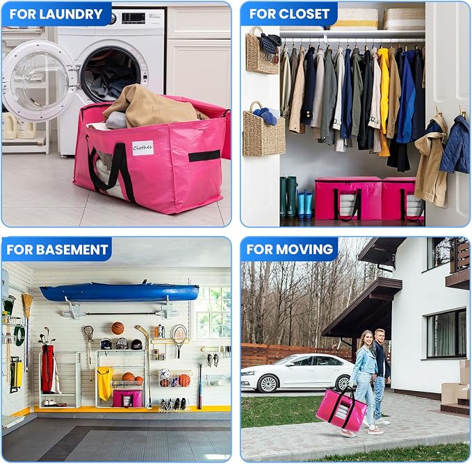 TAILI 12 Pack Pink Extra Large Moving Bags, Heavy Duty Totes - Image 9