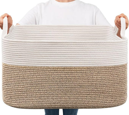 Goodpick Large Woven Blanket Basket, 21.6" x 14.9" x 11.8" Storage Baskets by Goodpick
