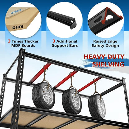 55" W Storage Shelves, 2550LBS Garage Shelving, 5-Tier Metal Shelving Unit - Image 4